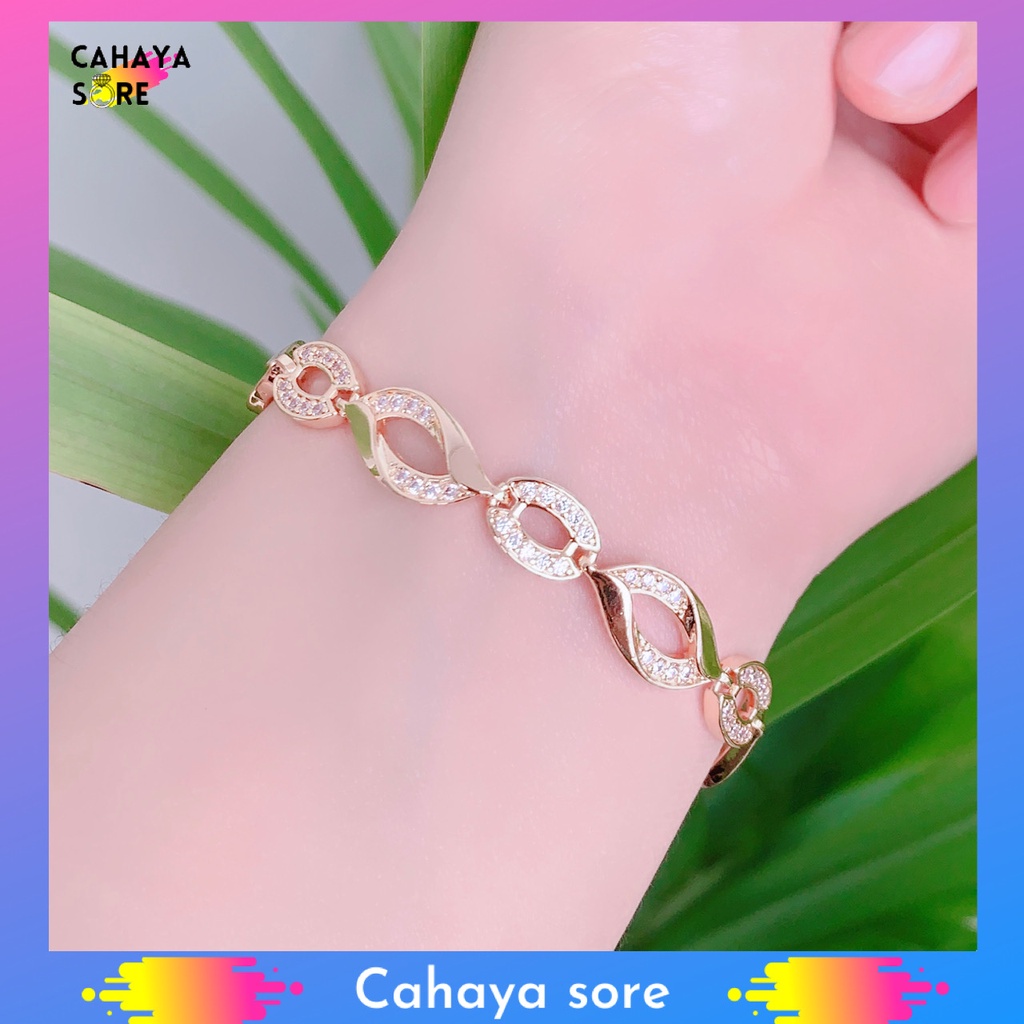 Gelang Xuping Gold Gelang Tangan Dewasa Rantai Permata Tiga Baris G29