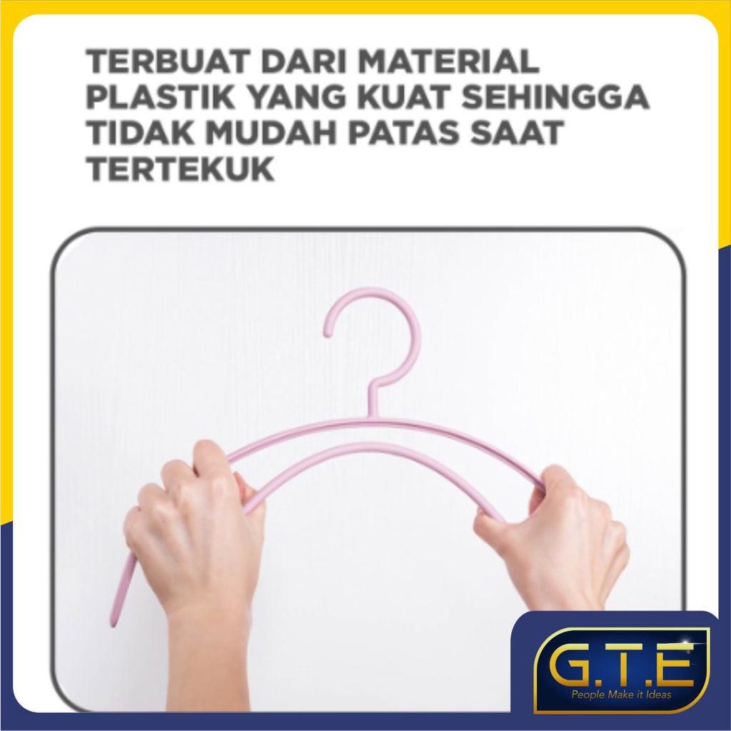 GTE | GANTUNGAN BAJU HANGER PLASTIK 10pcs | PLASTIC HANGER PAKAIAN LAUNDRY ANTI SLIP WARNA | CLOTH HANGER 1 SET 10 PCS
