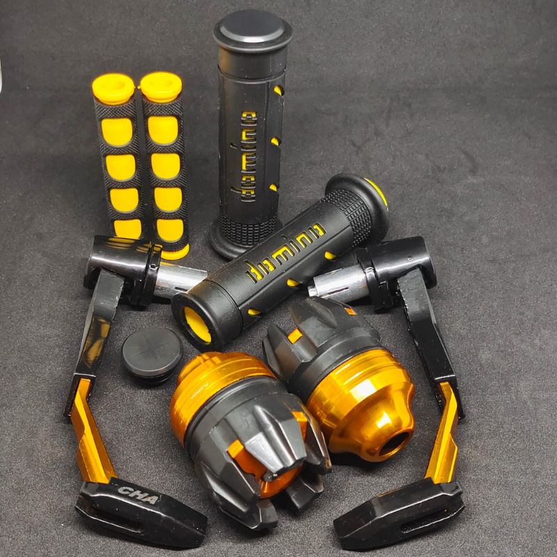 PAKET HEMAT 4IN1 Proguard Robot + Handgrip Domino Galis + Jalu as roda Buangan + Karet handle rem Cocok buat semua motor universal