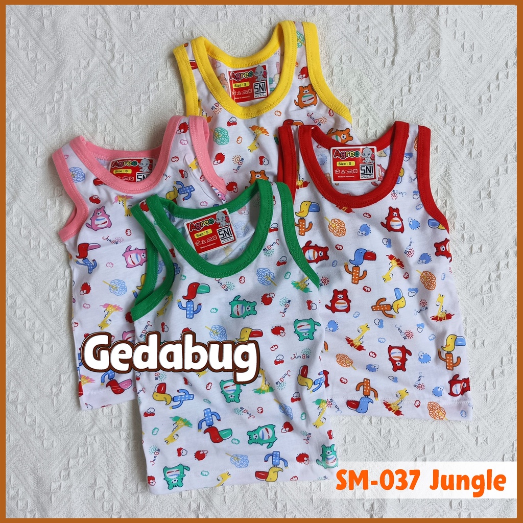 3 Pcs - Singlet Agree Kids SM - 037 Jungle | Singlet Anak motif lucu &amp; bahan berkualitas | Gedabug