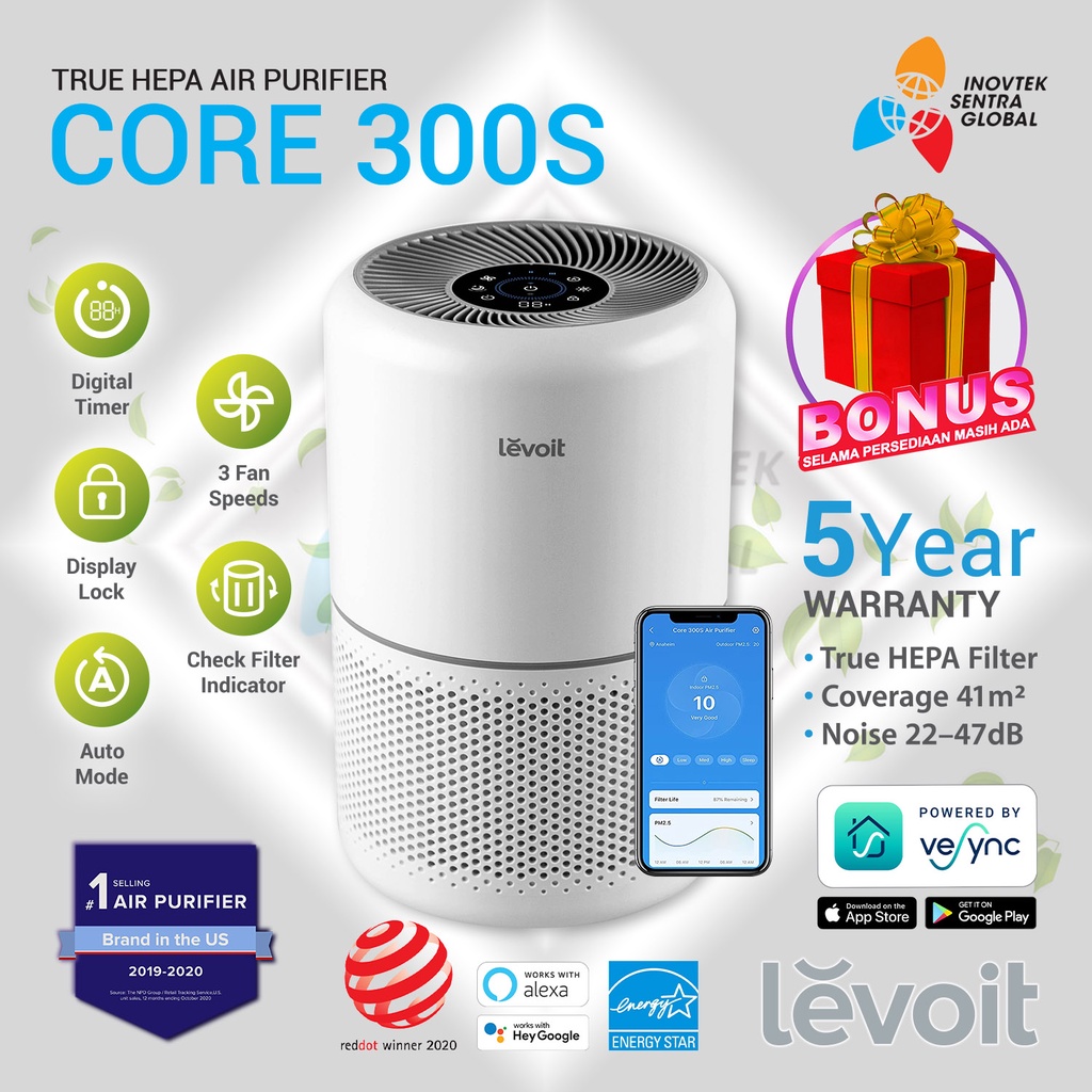 Levoit Core 300 Air Purifier True HEPA Filter - Garansi Resmi