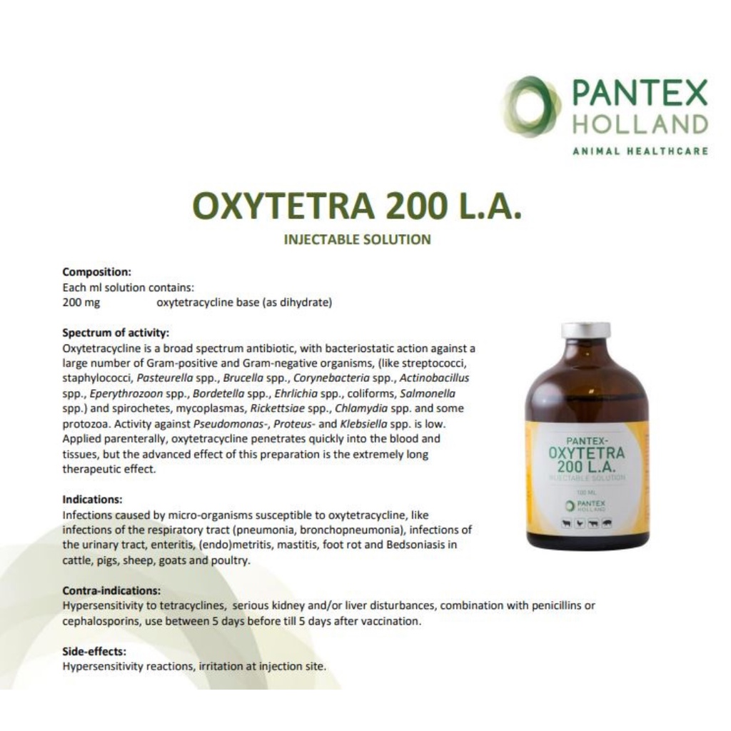 PANTEX OXYTETRA 200 LA | Obat Antibiotik Pencernaan &amp; Pernafasan Ternak | Setara Limoxin 200 LA | Pantex Holland