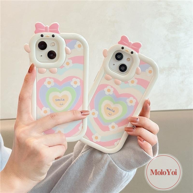 Soft Case Desain Hati 3D Pita Monster Kecil Untuk iPhone 7 8 6 6s 14 Plus XR 13 12 11 Pro Max 7Plus X XS Max SE 2020 11Pro Max