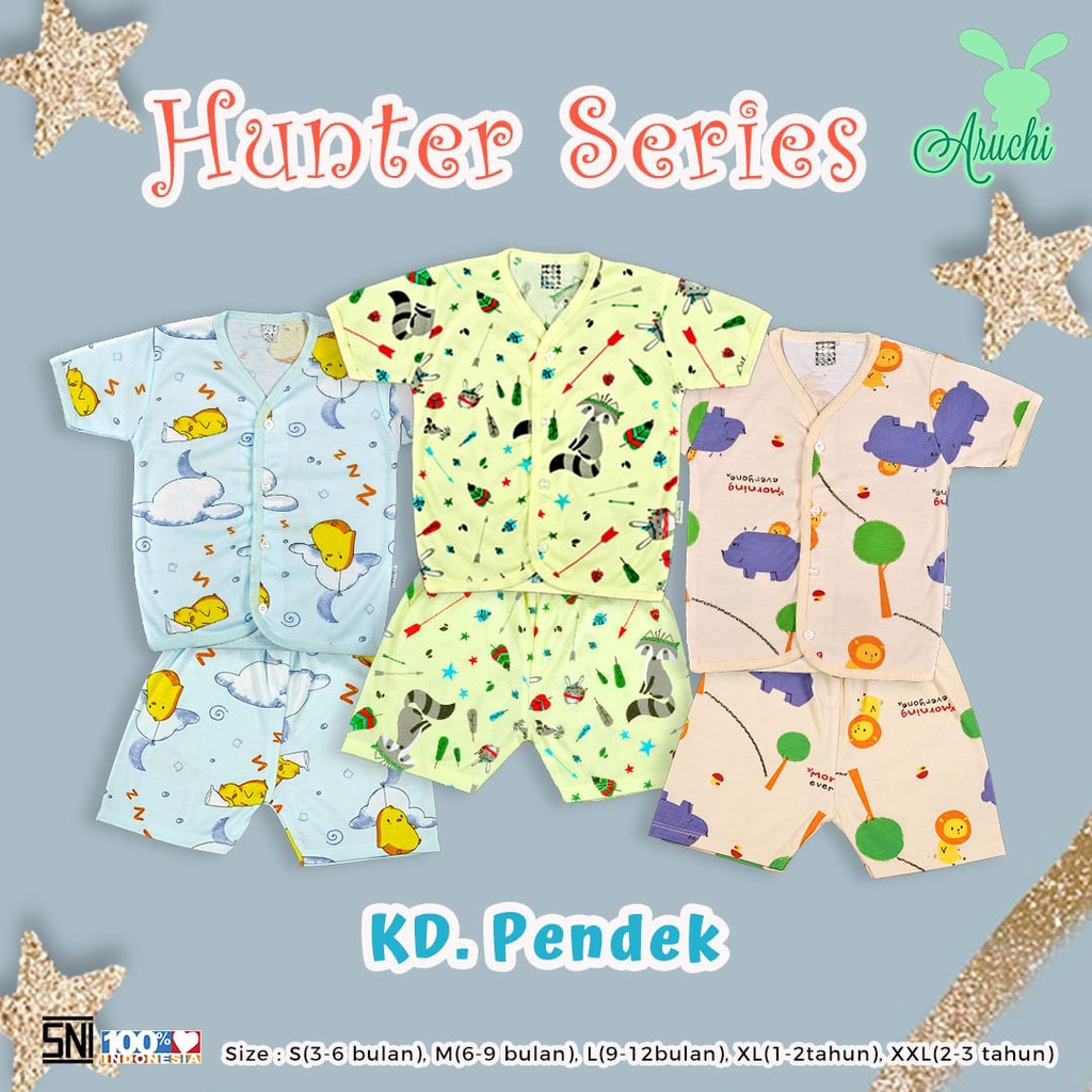 PROMO 7.7 PROMO BAJU LEBARAN MURAH MOTIF TERBARU SETELAN PIYAMA ANAK PANJANG SETELAN PIYAMA PENDEK ARUCHI BAJU TIDUR ANAK SERIES CLOUDY / HUNTER SERIES BAJU+CELANA PENDEK PANJANG/KUTUNG ANAK PIYAMA NB S M L XL XXL