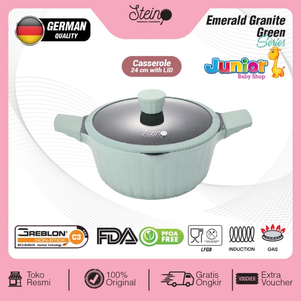 STEIN Emerald Casserole 24cm (German Granite 7 Layer Pan)