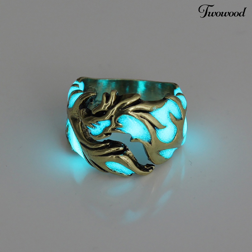 Cincin Luminous Bentuk Naga Bahan Alloy Untuk Hadiah Ulang Tahun