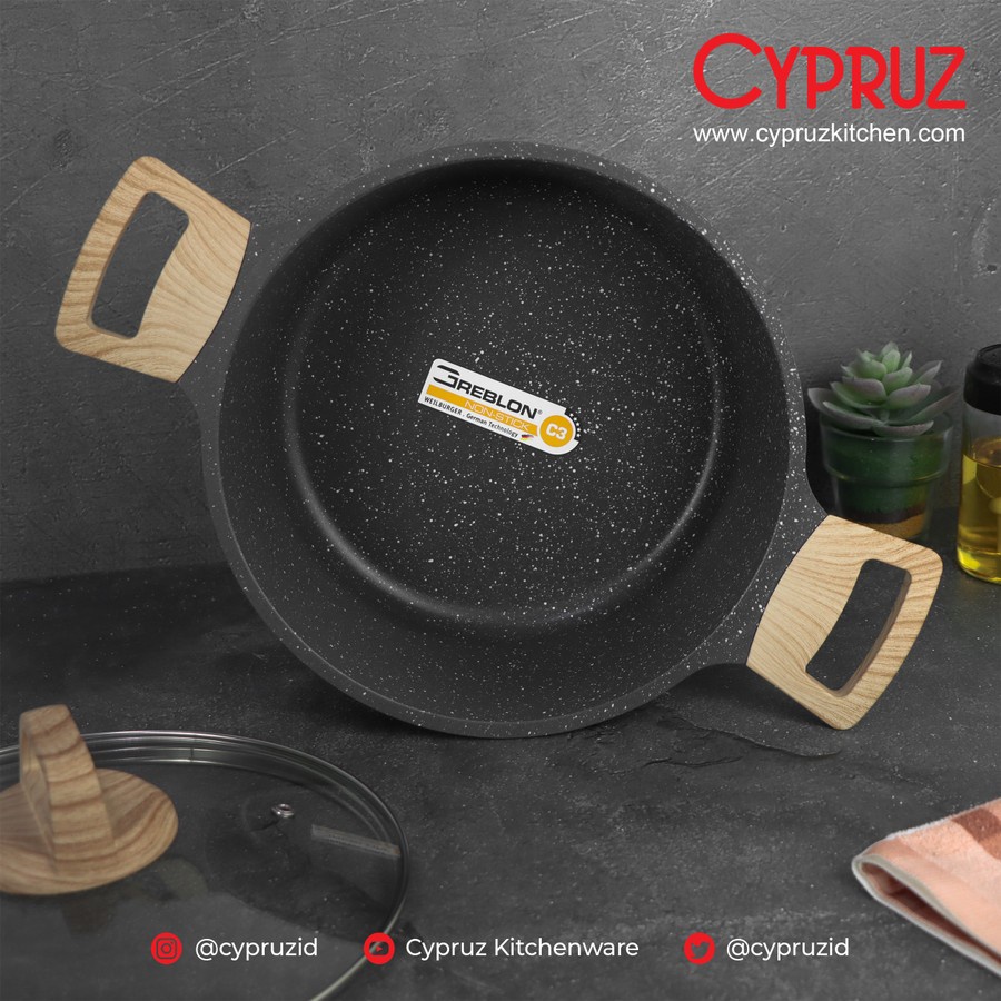 Cypruz PI-0834 Casserole Pan Panci Granite Diecast Series 24cm