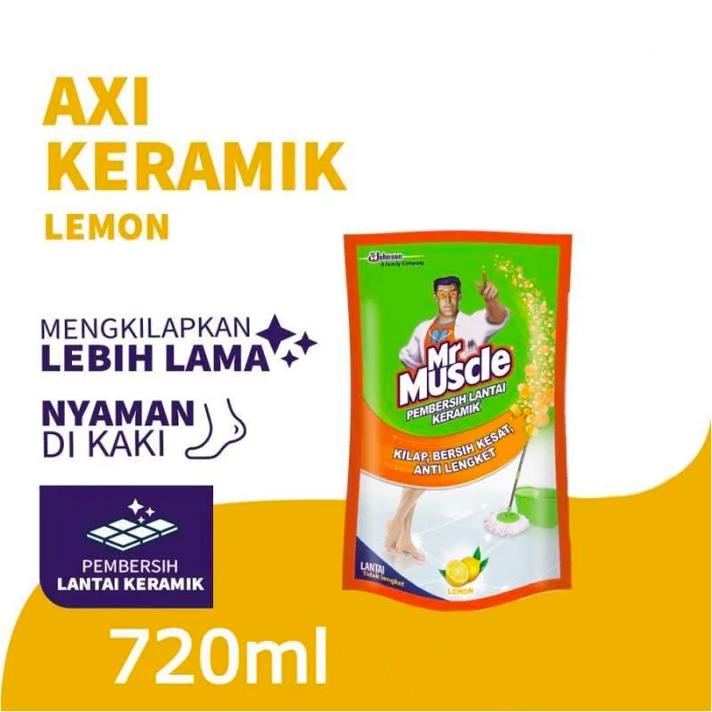 Mr Muscle Axi Pembersih Lantai Keramik Pouch 720ml - Lemon