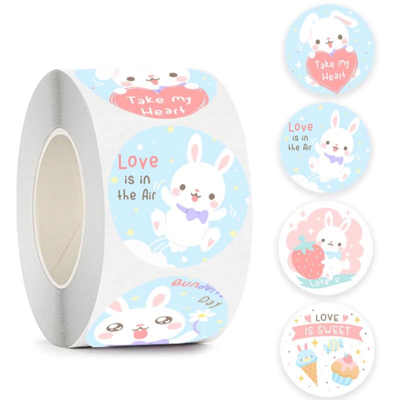 

50pcs Cute Bunny Blue Seal Sticker Stiker Lucu Online Shop Packaging Label Packing Segel