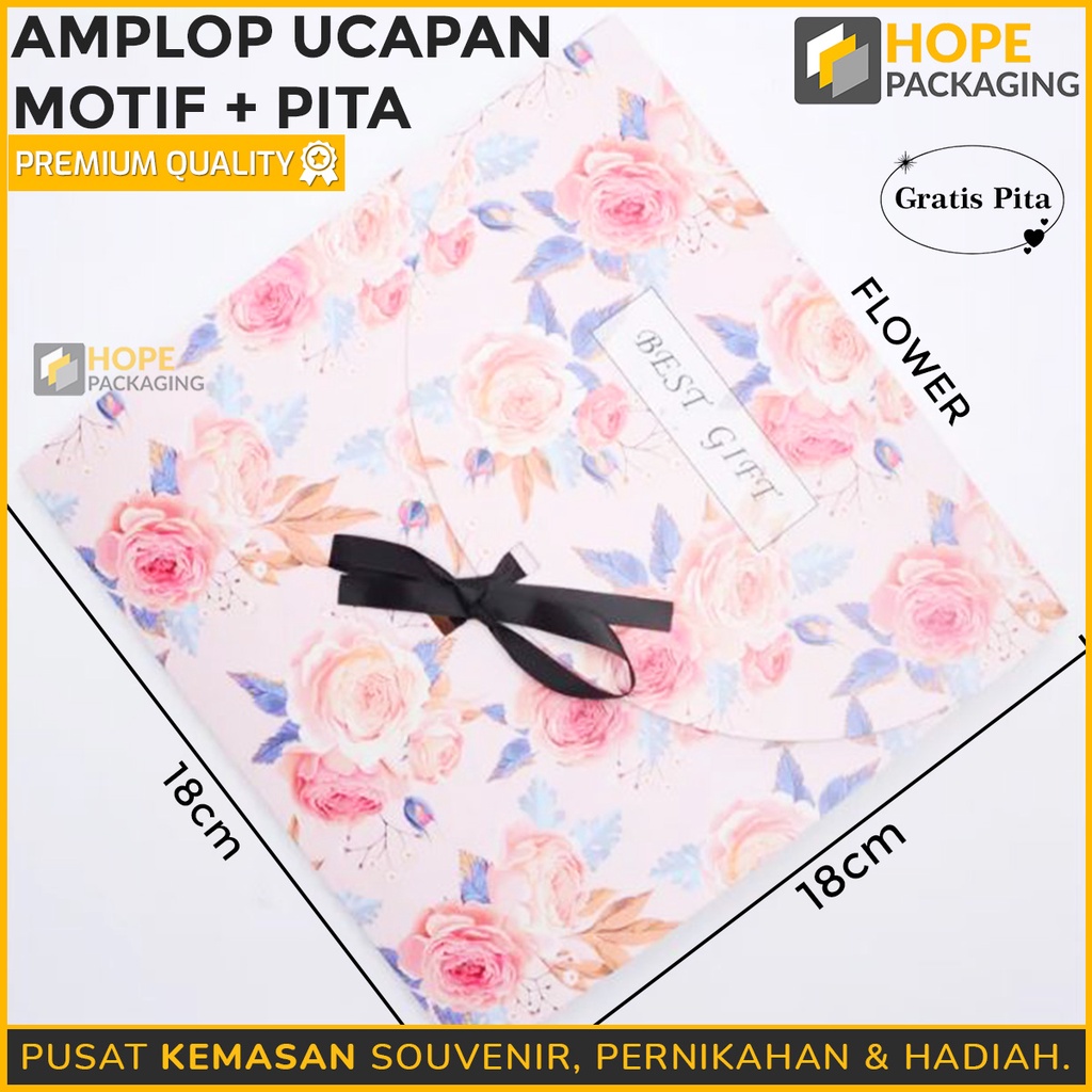 Amplop Ucapan dengan Pita uk. 18x 18 cm / Amplop Polos / Aesthetic / Vintage