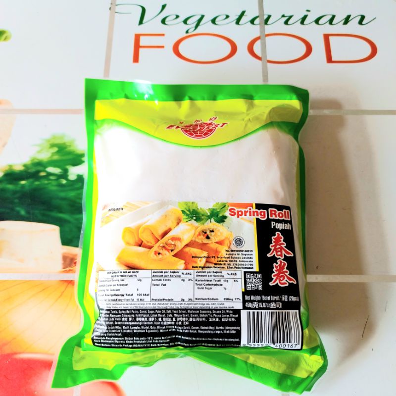 

SPRING ROLL POPIAH, 450g, ( FROZEN FOOD), HALAL, VEGAN, EVERBEST