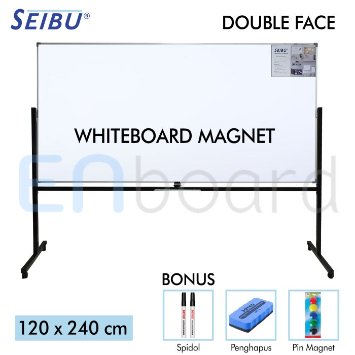 Papan Tulis Papan Tulis Whiteboard Standing Magnet Double Face Seibu 120 X 240 Cm