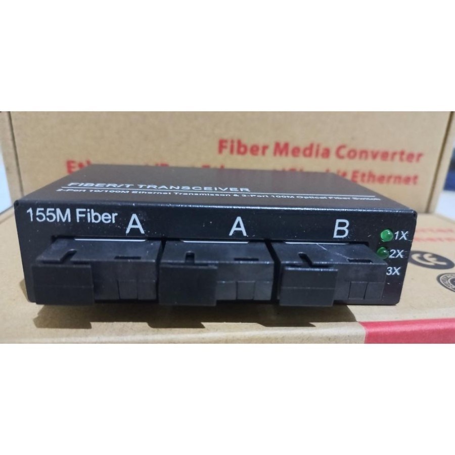 Fiber Optic Converter 2RJ45 3SC Single Mode 10/100Mbps Ethernet Switch