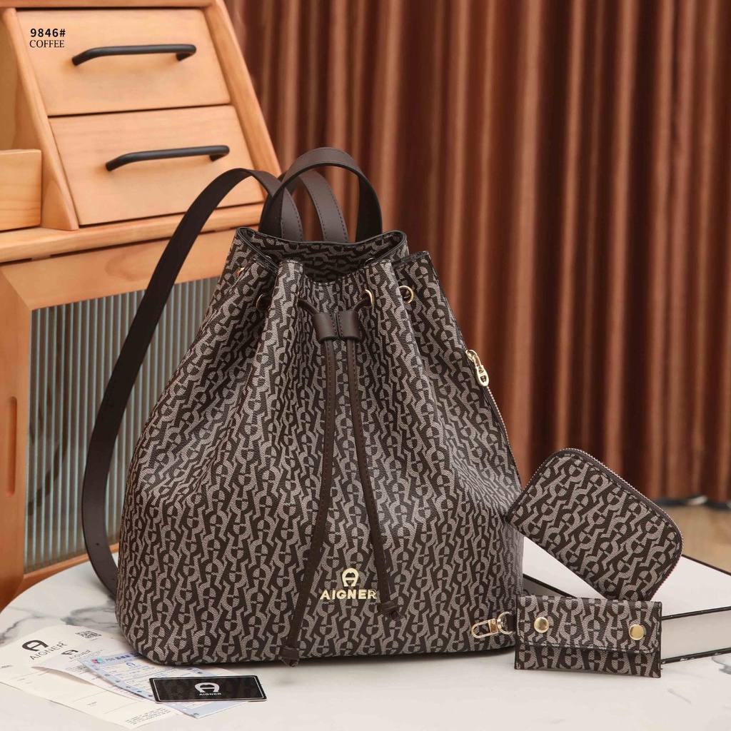 AG Backpack Bucket Bag With Pouch in Signature Coated Canvas 9846