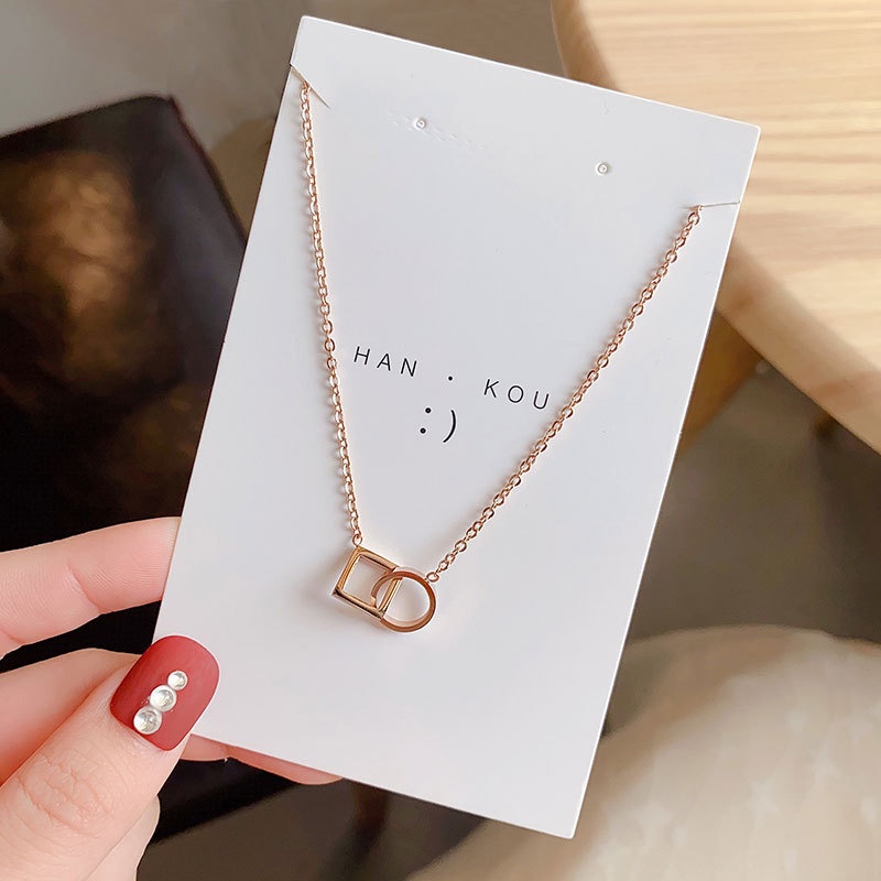 Kalung Choker Bahan Titanium steel Warna Rose Gold 18K