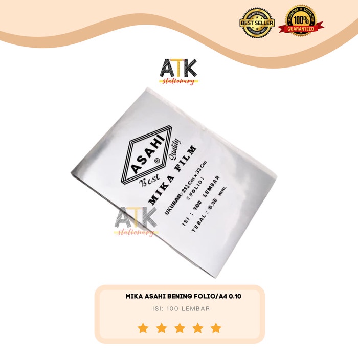 

Rak Mika Jilid Film Asahi Folio/A4 Bening 0.10 Mm (100 Lembar) Atk