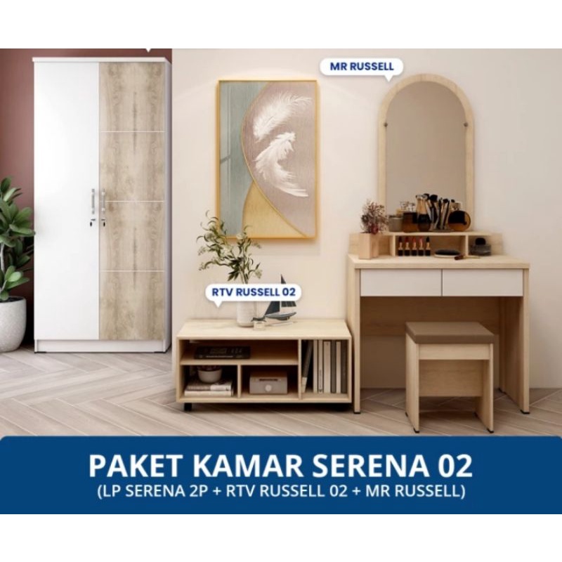 paket kamar Serena 02 lemari pakaian meja rias meja tv OLYMPIC RUSSELL