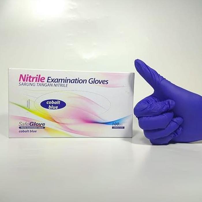 Sarung Tangan Nitrile / Handscoon Nitril Safeglove - Bluple, L