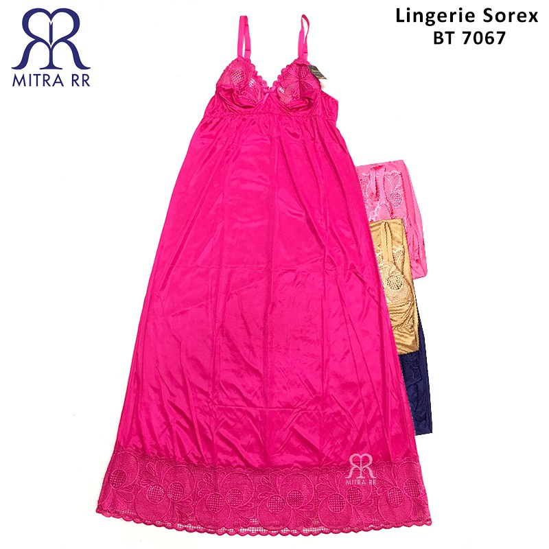 Sorex Lingerie Long Dress Satin Exclusive | Premium Lingerie Maxi Night Gown Satin Lace 7067 Baju Tidur Wanita