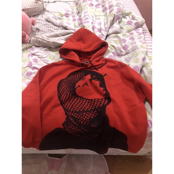 hoodie oversized oversize besar billie eilish bershka red merah tebal M/L