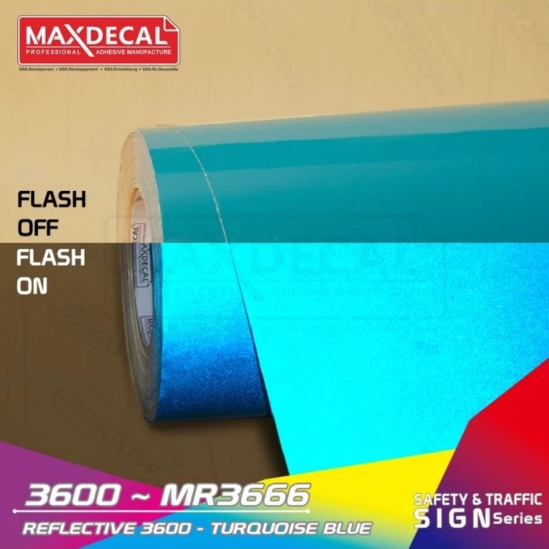 STICKER MAXDECAL REFLECTIVE TURQUOISE BLUE / Biru Tosca 3600 MR3666 Meteran