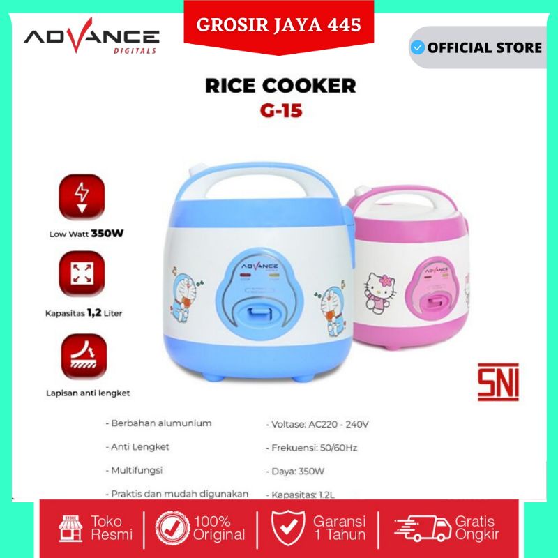 Advance Rice Cooker G15 1.8L Magic Jar / Magic Com / Penanak Nasi Serbaguna Advance 3in1 G 15 G 15 low Watt doraemon