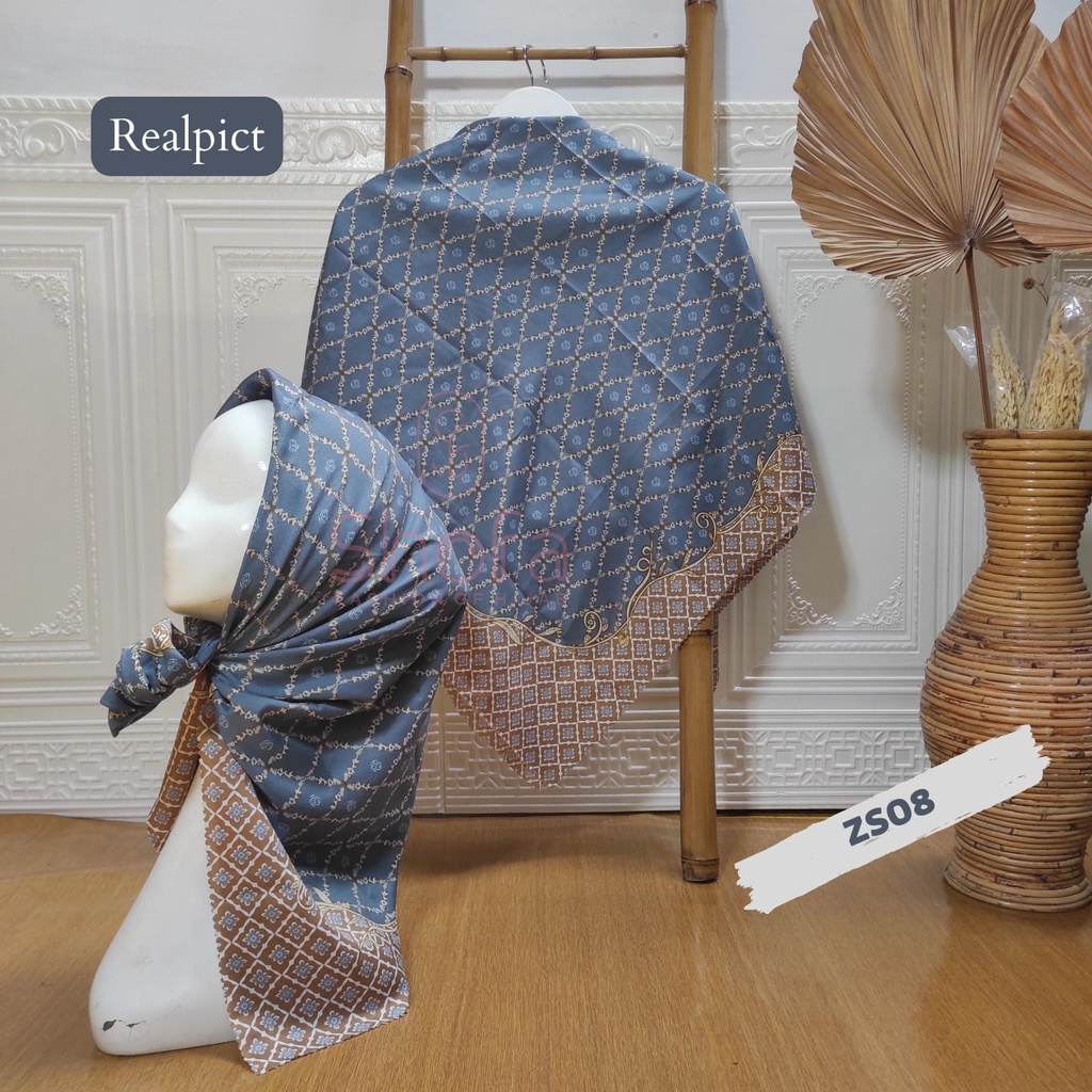 Segi Empat Motif Abu Denim Putih Series by Hijabmuslimah