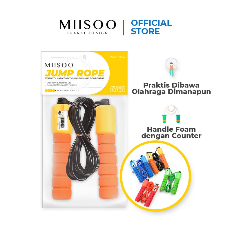 MIISOO Jump Rope Skiping Soft Handle with Counter / Tali Lompat skipping