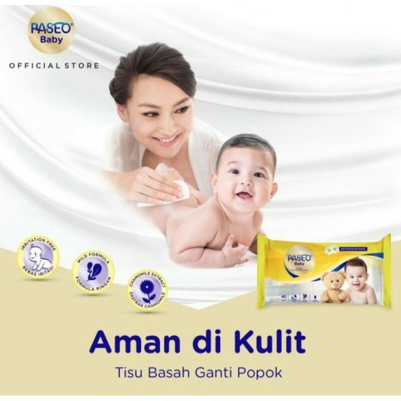 Tisue basah PASEO baby wipes kecil isi 24 sheets XTRA 6 sheets/tisu ba