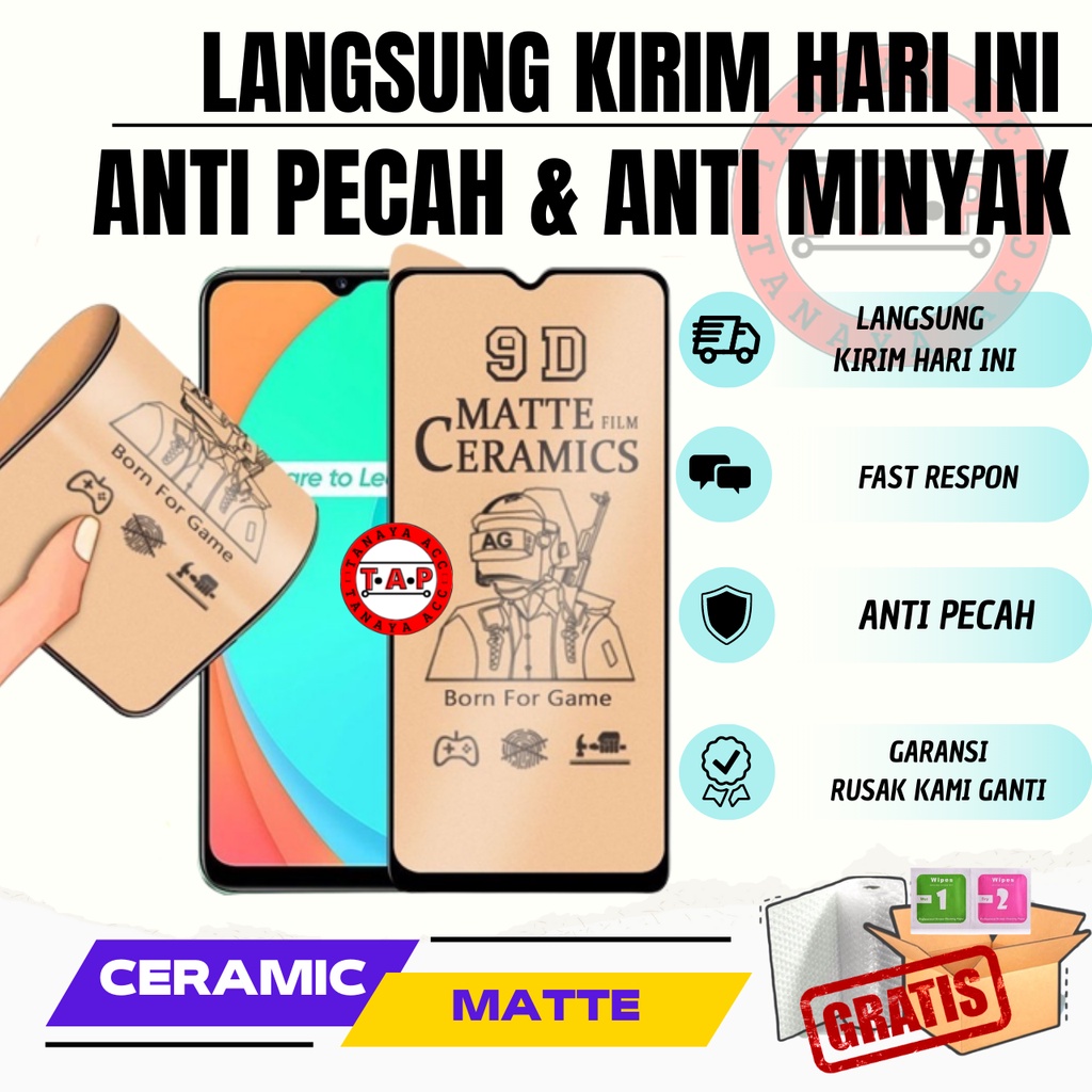 Tg Tempered Glass Ceramic Anti Gores Game Gaming Anti Minyak Anti Pecah REALME C1 C2 C3 C5 C11 C11 2021 C12 C15 C17 C19 TANAYA ACC