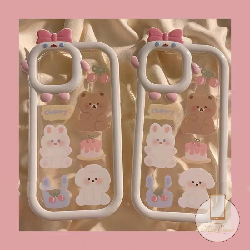 Soft Case Motif Kartun Cherry Bear Puppy 3D Untuk IPhone 7 8 6 6S Plus 14 Plus 11 12 13 14 Pro MAX XR X XS MAX SE 2020