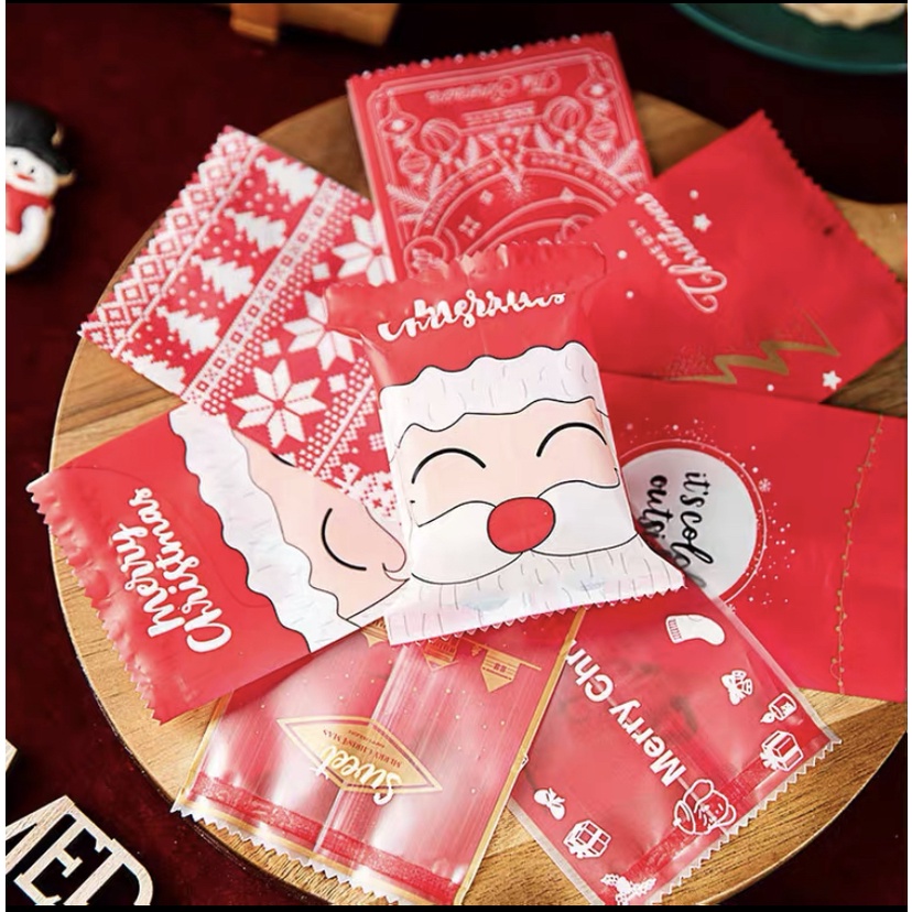 1pc Plastik SEAL segel cookie bag 7x10 Natal untuk permen kue kering biscuit cookies SB 71 Xmas