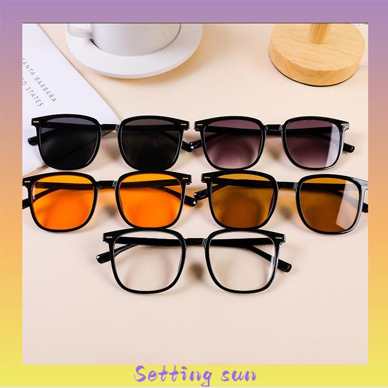 Kacamata Hitam Anti Radiasi Kacamata Korea Fashion Retro Bingkai Hitam Sunglasses Untuk Wanita/Pria TN