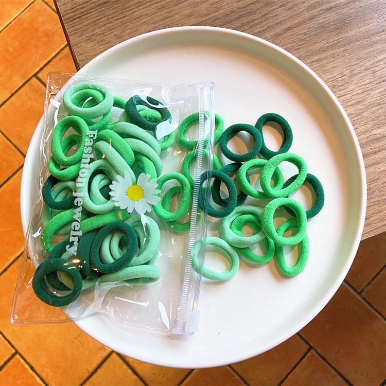 (ISI 50) - Ikat Rambut Donut Anak Perempuan / GRATIS POUCH Kunciran Karet Lucu Anak Perempuan Mainan Hadiah Import Bayi Kiosbalitaaprillia