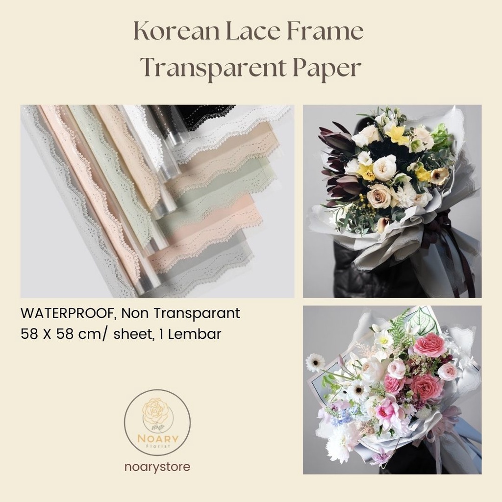 Korean Lace Transparent Paper Kertas Bunga Wrapping Cellophane Paperwrap Buket Bunga Bungkusan Bunga / Flower Wrapping / Cellophane / Wrap / Kertas Bunga / Kertas Kado / Flower Paper / Kertas Grosir / Kertas Import / Kertas Cellophane / Florist / Buket Bu