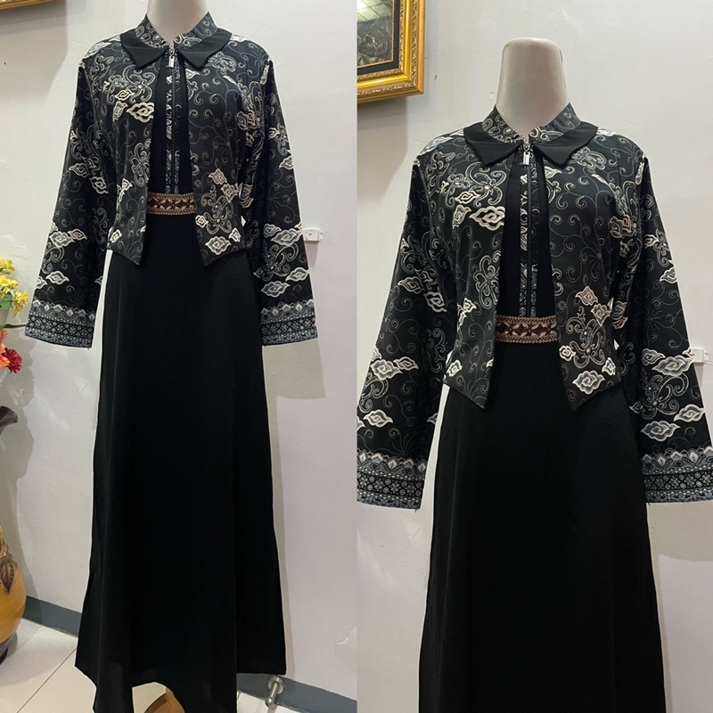 (Cod) Gamis Batik Rompi / Gamis Batik Blezer / Bolero Batik / Gamis Batik Couple / Kemeja Batik