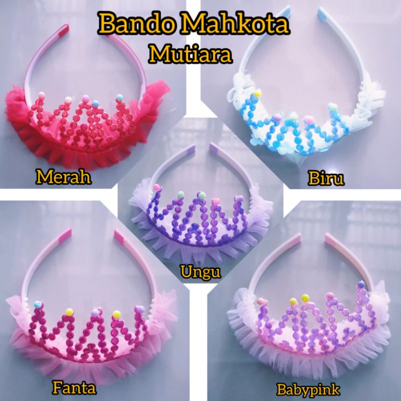 Aneka Bandana anak bando anak silak rambut aksesoris rambut Rabbit Pita love bunga frozen putih Bando Mahkota ( bandana ANAK )