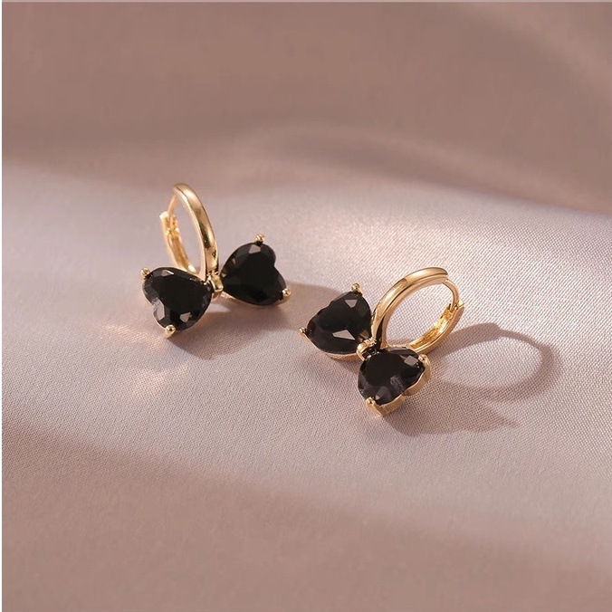 Anting Bahan 925 Silver Needle Desain Pita Hitam Untuk Wanita