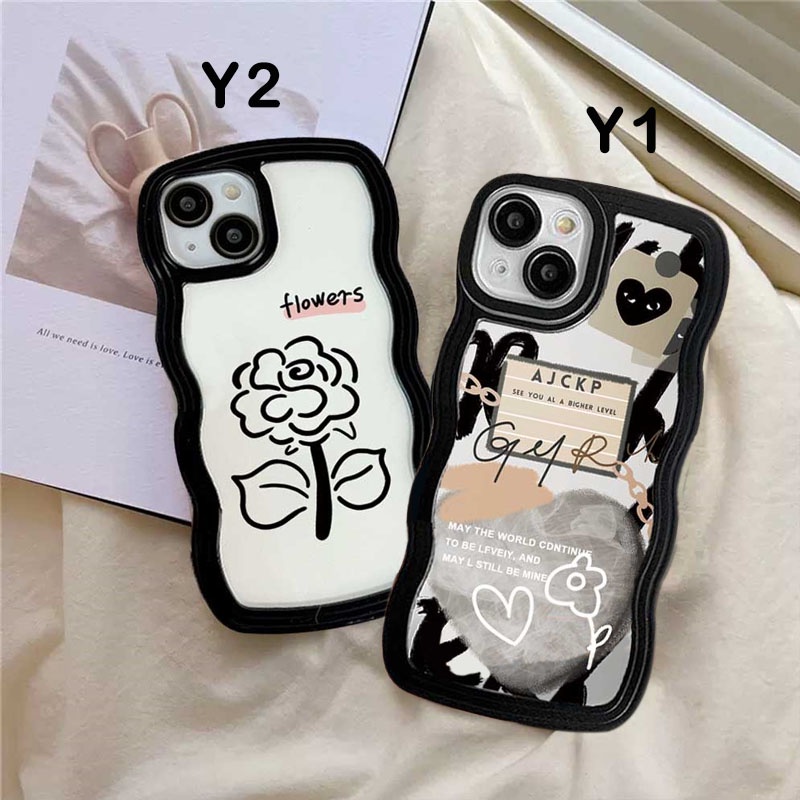 Fashion Case Realme 10 C33 C30 C31 C35 C21Y C25Y Realme 8 5G RealmeC11 C25 C17 C15 C12 C3 C2 Realme 7i 5 5i 6i 7 Pro Graffiti Warna Love Garis Sederhana Floret Silikon Case