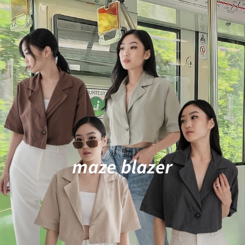 GLME | maze crop linen korean blazer