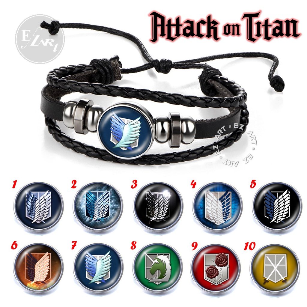 [EZArt] GELANG ANIME ATTACK ON TITAN WINGS OF FREEDOM MANIK KACA CEMBUNG KULIT KEPANG MULTILAYER