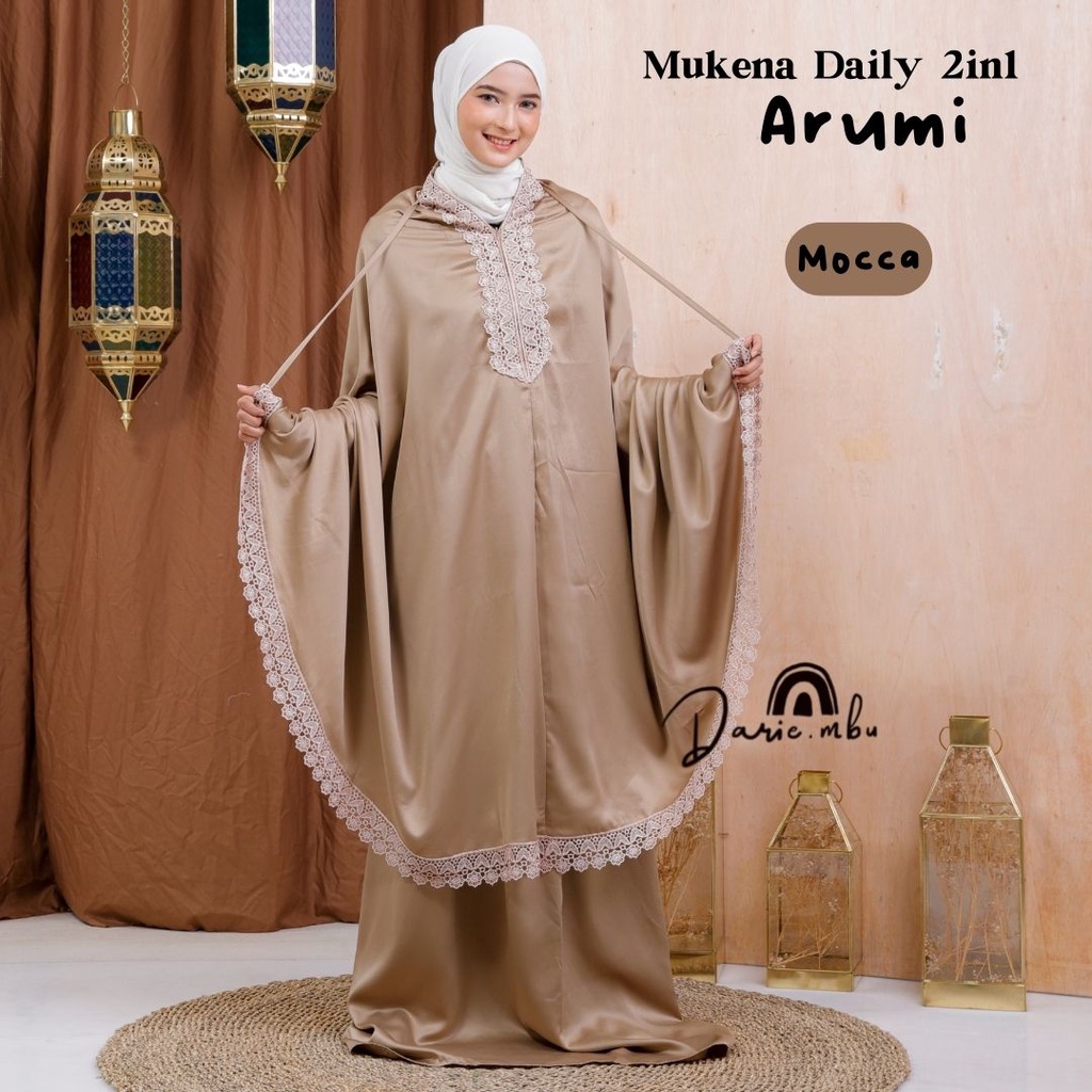 Mukena Dewasa 2in1 Sutra Velvet  Arumi Series dengan Renda Mewah dan Tas cantik