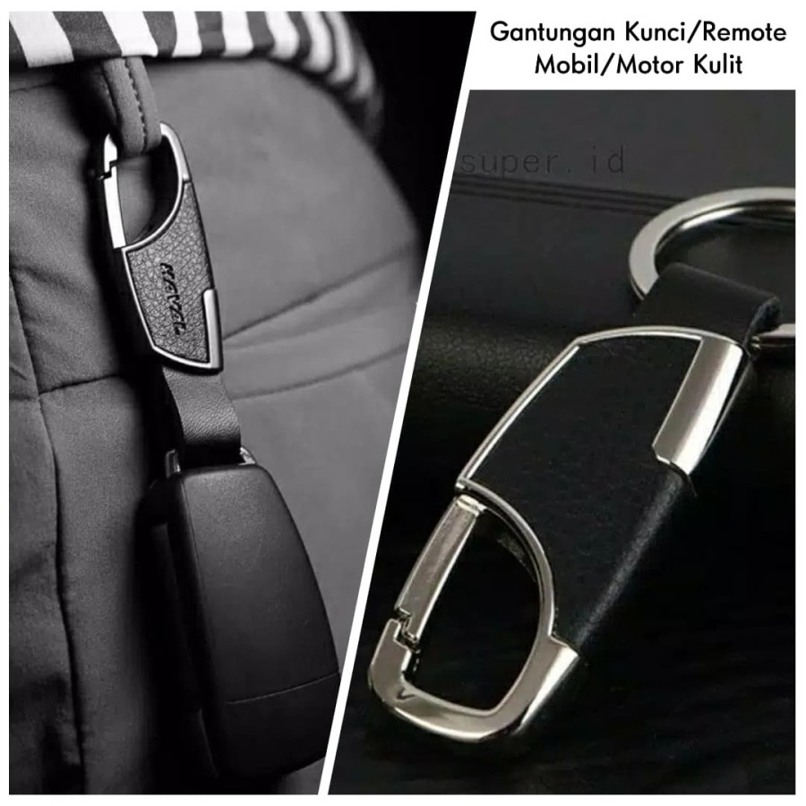 GANTUNGAN KUNCI PINGGANG MOBIL MOTOR GANTUNGAN KUNCI CANTEL KULIT ASLI