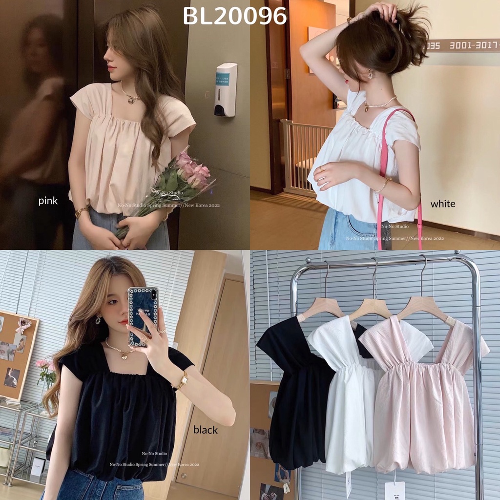 BL20096 Mischa Wide Shoulder Puffy Blouse