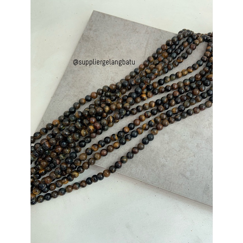 blackBROWN tiger eye biduri sepah coklat mata singa 8mm natural akik