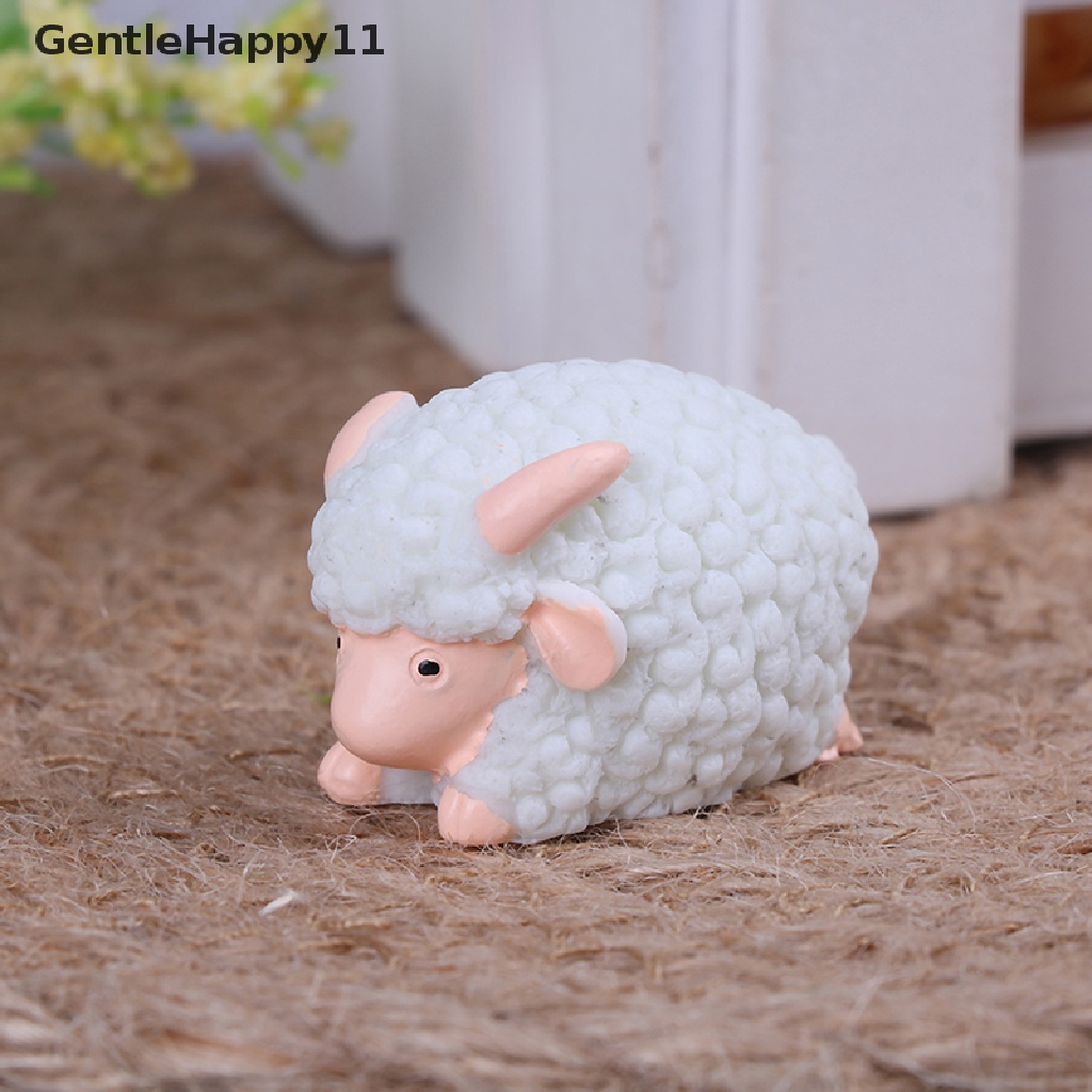 Gentlehappy 1pc Patung Kerajinan Domba mini Ornamen Taman Miniatur Peri Dekorasi Taman diy id