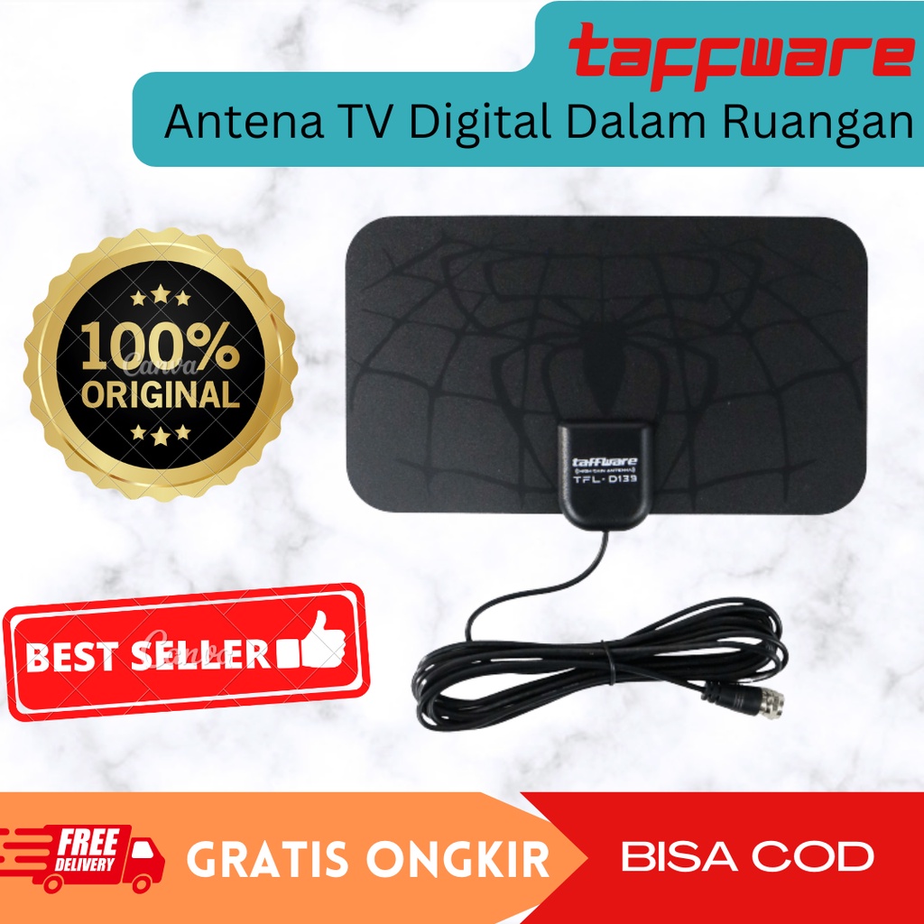 Taffware TFL D139 Antena TV Digital Analog buat TV Tabung atau LED Canggih Indoor dalam Ruangan Ruma