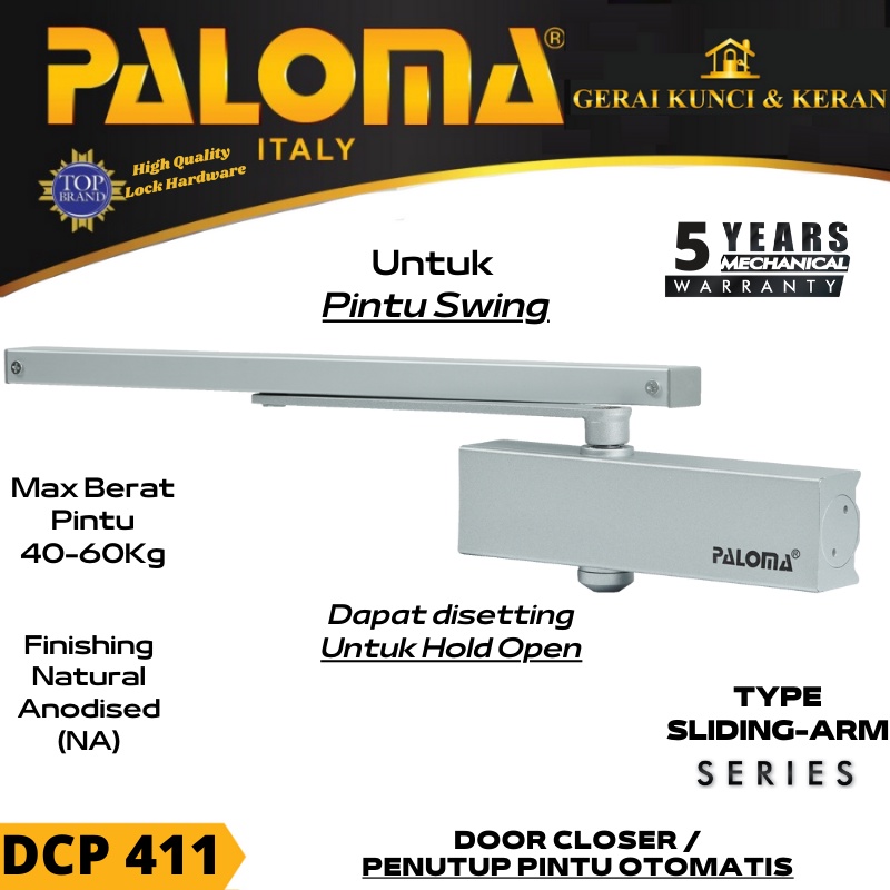 PALOMA DCP 411 DOOR CLOSER  925-SLIDING ARM NA  PENUTUP PINTU OTOMATIS