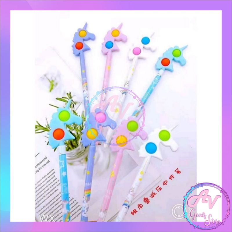 

Ballpoint Pop It Unicorn 2953 (12Pcs) / 1Lusin Pulpen Gel Karakter