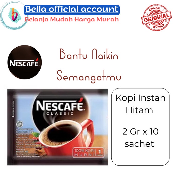 

NESCAFE Classic Kopi Instan Hitam 2 gr x 10 sachet